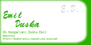 emil duska business card